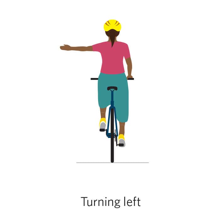 Illustration,Woman,On,Cycle,Indicating,Left.